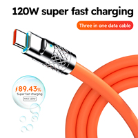 Chargeur mobile 120W super rapide métal alliage de zinc silicone magnétique 6A type C câble de données de charge Usb