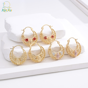 Boucles d'oreilles religieuses chrétiennes pour femmes plaqué or Design creux accessoires de mode alliage <span class=keywords><strong>bijoux</strong></span> <span class=keywords><strong>matériel</strong></span> en gros - Product Image 3