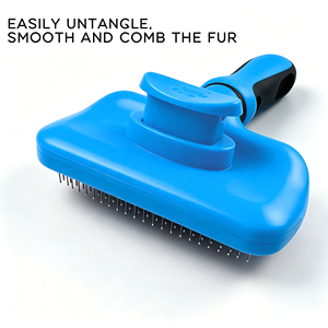 Peigne démêlant portable et autonettoyant pour animaux de compagnie (chiens, chats, lapins) en ABS, acier inoxydable et plastique TPR – Outil de toilettage sûr - Product Image 4