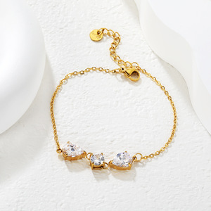 European American Style Stainless Steel Teardrop Pendant Necklace <b>Bracelet</b> <b>Set</b> For Women 45+5cm 18+3cm Party Jewelry - Product Image 4