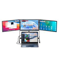 Écran portable pliable à trois écrans en aluminium personnalisé, écran IPS 1200p HD, moniteur triple écran pour ordinateur, téléphone, iPad, jeux