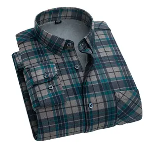 Hot Sale High Quality Cotton Winter Warm Men's Casual Formal Check Shirts Ready Made Shirts For Men