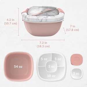 Wholesale Cute 4-<b>Compartment</b> Salad Container Leak-Proof Dressing Tray Food Grade Lightweight BPA-Free Reusable Fork <b>Lunch</b> <b>Box</b> - Product Image 2