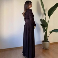 Nouvelles Robes Longues 2026 pour Femmes – Robe d'Été Taille Haute Ajustée à Col en V et Manches Évasées Coupe Trapèze