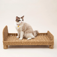 Lit et canapé pour animaux de compagnie en rotin tissé, moderne et écologique, pour chats et chiens - Utilisation intérieure toute saison, emballé en carton