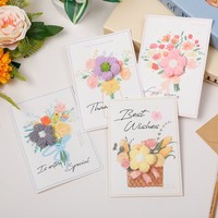 Set Kartu Ucapan Bunga Kering Cetak Sablon YZ dengan Kertas Seni, Cocok untuk Toko Bunga dan Paket Hadiah