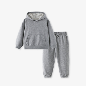 Ensembles de vêtements pour garçons 2025 Automne Hiver Ensemble de <span class=keywords><strong>sweat</strong></span>-shirt à capuche pour enfants Couleur unie Style basique Ensemble deux pièces Ensemble de tenue pour garçons - Product Image 1