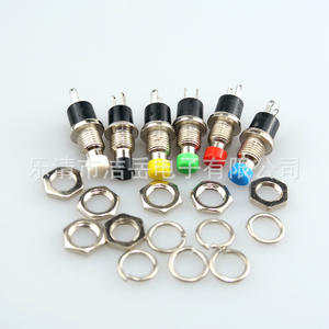 Interrupteur à bouton-poussoir Lqjy PBS-110 1NO 250V IP40 à tête ronde mécanique pour appareils électroniques Rouge Jaune Bleu Vert Blanc Noir - Product Image 1