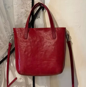 Vegetable-<b>Tanned</b> First-Layer Cowhide Handmade Vintage Versatile Dual Shoulder Eco-Friendly Waterproof Women's Genuine <b>Handbag</b> - Product Image 1