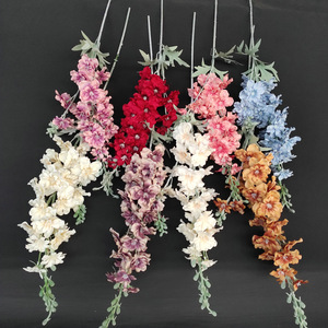 Bouquet di Fiori Artificiali Delphinium a Due <span class=keywords><strong>Rami</strong></span>, Multicolore, Lunga Durata, per Matrimoni, Lauree, Pasqua, Decorazioni per la Casa - Product Image 1