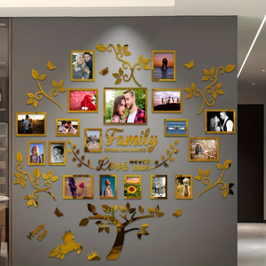 <span class=keywords><strong>Cadre</strong></span> <span class=keywords><strong>photo</strong></span> en acrylique avec motif arbre et gabarit pour photos suspendues, décoration intérieure, design auto-adhésif, facile à installer - Product Image 6