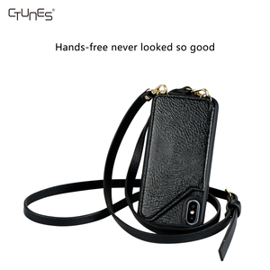 cuero cartera Flip caso de teléfono de cuero con hombro ranura para tarjeta monedero cubierta <span class=keywords><strong>del</strong></span> teléfono celular para Iphone - Product Image 4
