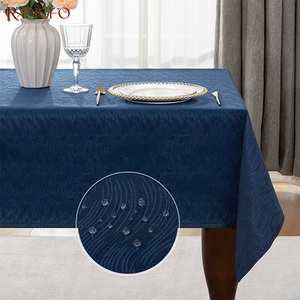 Sang Trọng Bán Buôn Khăn Trải Bàn Jacquard Màu Xanh Khăn Trải Bàn Cho Đám Cưới - Product Image 2