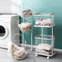 Panier à linge métallique extra large mobile, prêt à l'emploi, vente en gros, panier de rangement domestique, organisateur de salle de bain