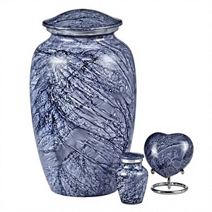 Urna Funeraria de Aluminio Hecha a Mano, Estilo Americano, Elegante Diseño de Mármol Cultivado, Recuerdo Conmemorativo para Cenizas Humanas, Axiom Home Accents - Product Image 1