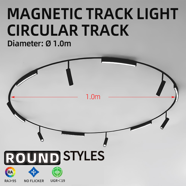 1M Circular Magnetic LED Track Light Modern Design 48V DC Aluminum Dimmable Ceiling Linear Spotlight Rail Lighting System