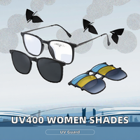 Lunettes de soleil rectangulaires pour femmes avec verres polarisés UV400, lunettes de soleil magnétiques, style clip-on 6086