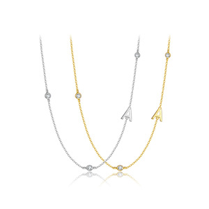 Dropshipping collar de moda de lujo 925 plata esterlina circón 26 letras gargantilla para mujer chapado en oro de moda para fiestas - Product Image 6