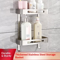 Étagère de douche d'angle en acier inoxydable 304, murale, 1/2/3 niveaux, anti-rouille, pour rangement de salle de bain, finition polie
