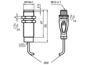 Sensor Proximitas Induktif NMB5-18GM55-Z3-C-FE Jarak Operasi Terukur 5mm IP67/IP68/IP69K 6-30V DC