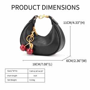 Sac Hobo Cherry Charm Crescent, mini sac à main à poignée supérieure, style vintage pour femme - Product Image 5