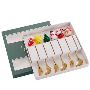 Món Quà Giáng Sinh 4/6Pcs Spoon Và Fork Set Thép Không Gỉ Vàng Bạc Sang Trọng Thiết Lập Đám Cưới Vàng 4/6 Mảnh Dao Kéo Thiết Lập Với Bo