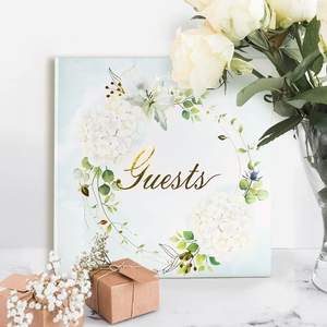 <span class=keywords><strong>Livre</strong></span> d'or de mariage personnalisé à couverture rigide, Design Floral en feuille d'or, Album Photo de 64 Pages - Product Image 6