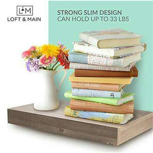 Wall <strong>Floating</strong> Shelves - Decorative Wood <strong>Nightstand</strong> <strong>Floating</strong> Shelves with Drawer Easy to Mount Shelves with Black Brackets - Product Image 6