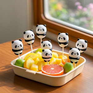 Reutilizable sin Bpa lindo tigre de dibujos animados forma Animal fruta comida palillos de dientes almuerzo Bento caja púas largas accesorios para niños pequeños - Product Image 6