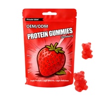 Bonbons gélifiés à la fraise riches en protéines, marque privée OEM, 17g, isolat de protéines de lactosérum pour le développement musculaire, nutrition sportive pour femmes