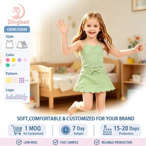 Conjunto Deportivo DH ODM Pale Basil para Niñas, Camiseta sin Mangas Elástica con Lazo Fijo y Falda Pantalón para Gimnasia, Baile y Movimiento Libre - Product Image 1