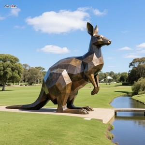 Personalizado Resort al aire libre Riverside decoración pública moderna grande bronce fundido gigante geometría canguros manada soporte escultura <span class=keywords><strong>de</strong></span> bronce - Product Image 3