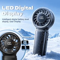 Mini ventilateur de poche turbo léger 5 vitesses, batterie 3C, LED, pales de turbine bionique, 6 couleurs, pour l'été, les voyages, le refroidissement, les camping-cars et l'humidification