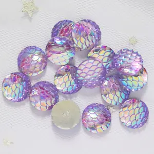 Grosir Pabrik bor Resin bulat DIY AB Glitter figur pipih berlian akrilik 12mm