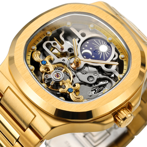 Skrox reloj Para Hombre xem kinh doanh Phương Tây Moonphase người đàn ông phong trào sang trọng tự động Bộ xương người đàn ông Đồng hồ cơ khí - Product Image 3