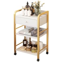 Chariot de Salon Doré Design Tendance, Mobilier Amovible pour Esthétique et Rangement Maquillage