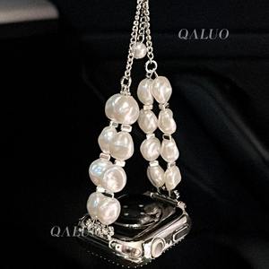 <span class=keywords><strong>Bracelet</strong></span> perlé fait à la main en métal d'acier inoxydable de <span class=keywords><strong>perle</strong></span> pour le remplacement réglable de <span class=keywords><strong>bracelet</strong></span> d'<span class=keywords><strong>Apple</strong></span> <span class=keywords><strong>Watch</strong></span> 41mm 44mm 45mm 49mm pour des femmes - Product Image 3