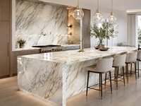 Dalle de marbre Calacatta Gold en pierre naturelle pour comptoirs, îlots de cuisine, dessus de meubles de salle de bain et projets d'aménagement intérieur
