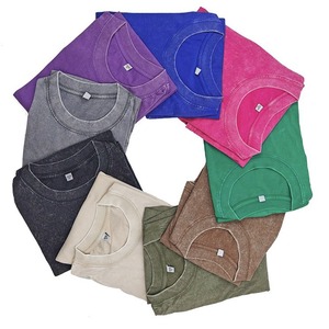 T-<span class=keywords><strong>shirt</strong></span> homme lavé à l'acide lourd <span class=keywords><strong>Vintage</strong></span> 180-300 Gsm coton de haute qualité surdimensionné épaule tombante avec logo personnalisé - Product Image 2