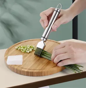 Nhà bếp Trái cây và rau vắt hành cắt dao thép không gỉ màu xanh lá cây hành tây Slicer với nhựa dao Bìa