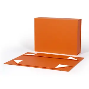 35*24*12cm scatole regalo magnetiche pieghevoli in cartone arancione opaco per confezioni natalizie caramelle al cioccolato