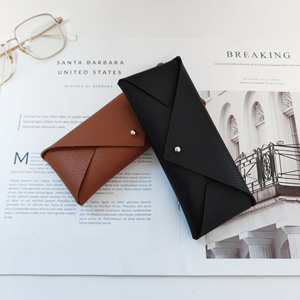 Estuche para gafas de cuero mate estilo sobre, rectangular, de color sólido, para gafas de sol y gafas graduadas, caja de almacenamiento - Product Image 3