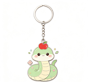 Lindo Llavero de Metal con Serpiente Verde, Colgante de Dibujos Animados, Amuleto de Manzana, Adorno para Bolso, Regalo - Product Image 4