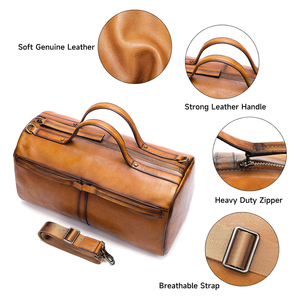 Sac de voyage de week-end en cuir véritable de qualité supérieure, personnalisé avec un motif imprimé OEM, sac de voyage de nuit - Product Image 4