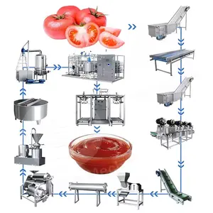Mesin pembuat garis produksi pasta tomat/saus tomat Puree otomatis pengolahan buah Industri