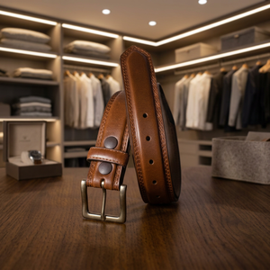High Quality Men's Genuine Leather Cow Hide Vintage Style Solid Square Steel Buckle Waterproof Fashionable <b>Accessories</b> - Product Image 1