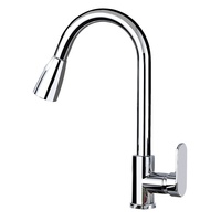 Robinet de cuisine en acier inoxydable 304 avec cartouche céramique, monotrou, extractible télescopique, eau froide et chaude, vente en gros usine