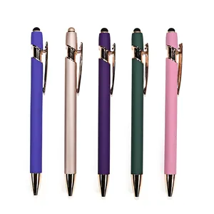 aluminum material with rubber finish matte pen in stylus pen for phone with ballpoint pen