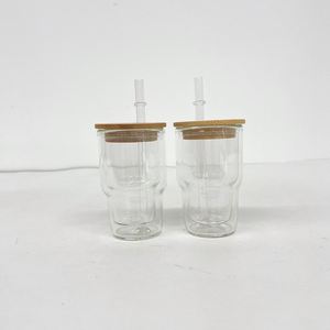 Vasos de chupito mini de doble pared de 3 oz, preperforados para sublimación, con diseño de globo de nieve con purpurina, con tapas y pajitas - Product Image 4