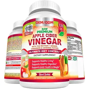 Vegan Pills Ginger & Cayenne Pepper Apple Cider Vinegar Capsules Max with 100% Natural & Raw with Cinnamon